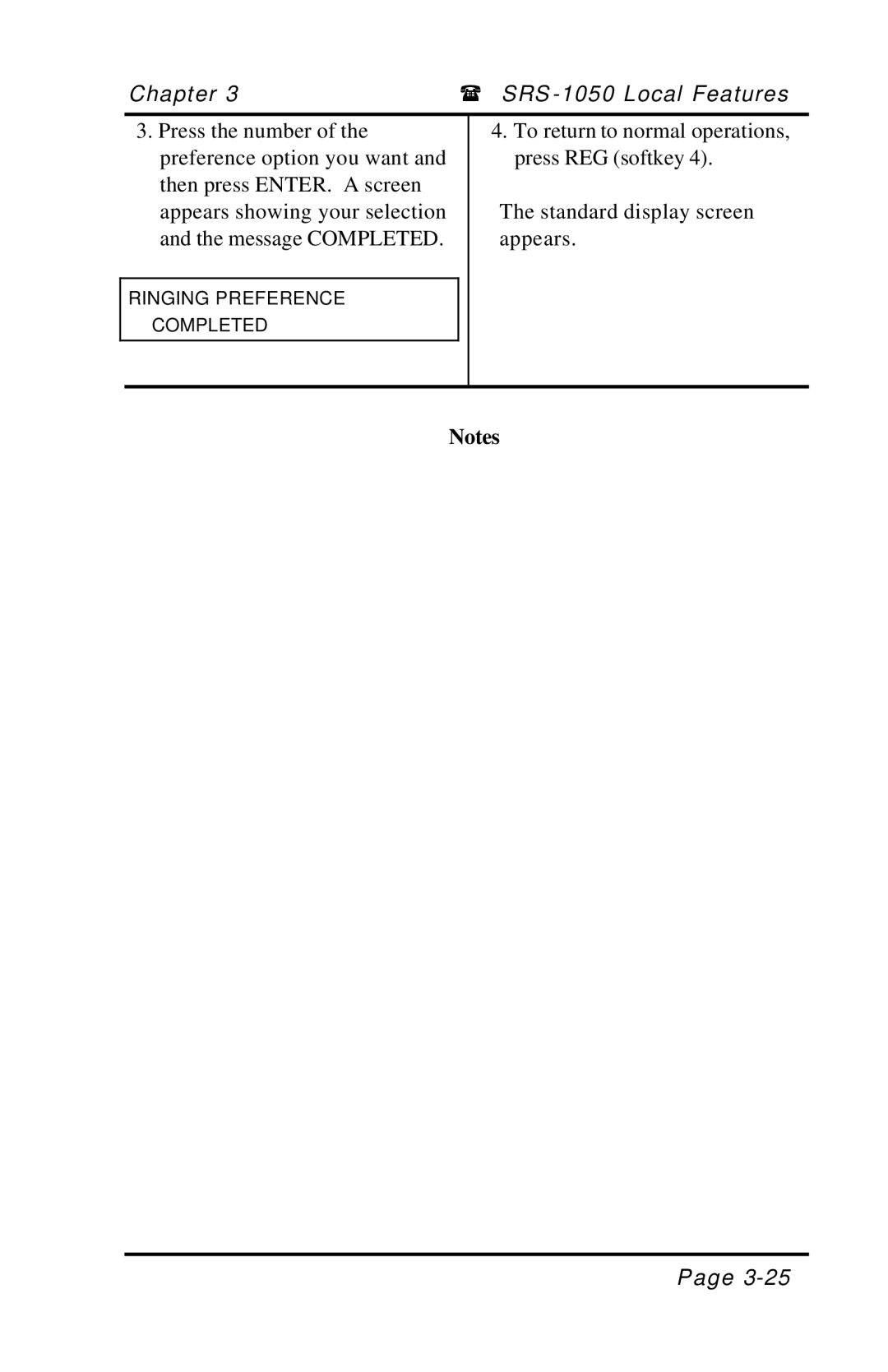 Fujitsu SRS-1050 manual Ringing Preference Completed 