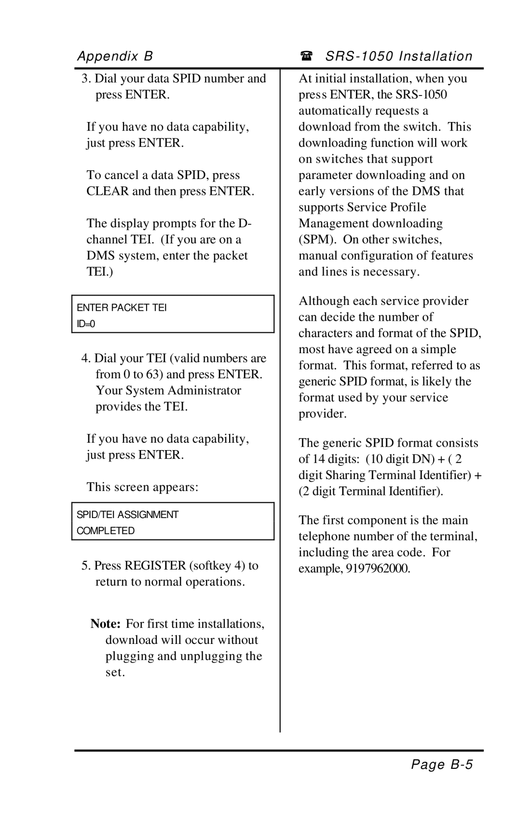 Fujitsu SRS-1050 manual B-5 