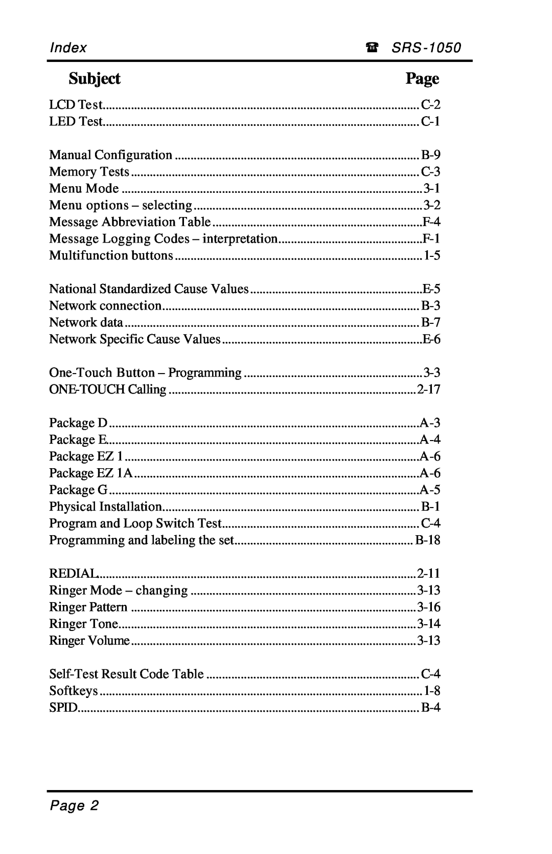 Fujitsu SRS-1050 manual Subject, Page, Message Logging Codes - interpretation, National Standardized Cause Values 