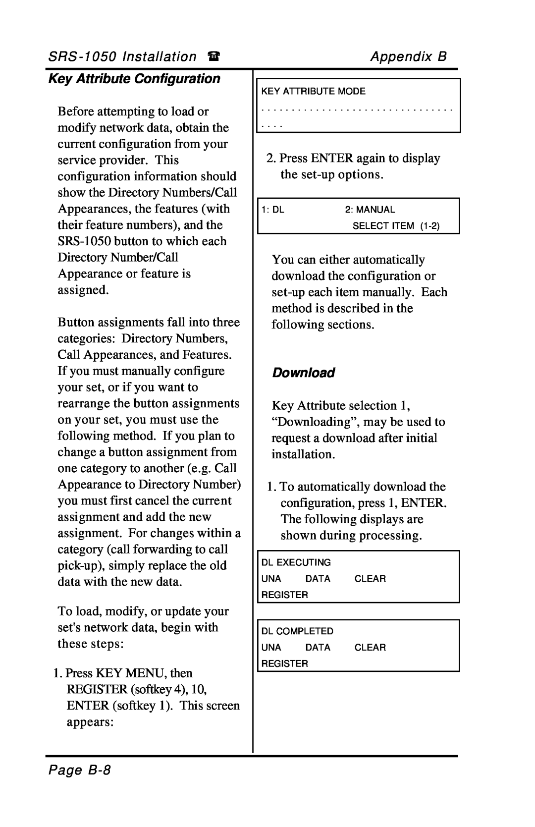 Fujitsu SRS-1050 manual Key Attribute Configuration, Download 