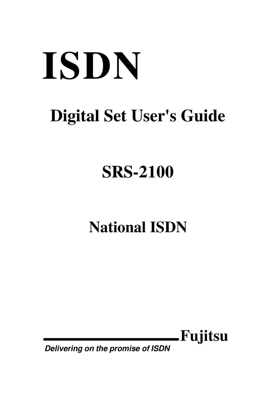 Fujitsu SRS-2100 manual Isdn 