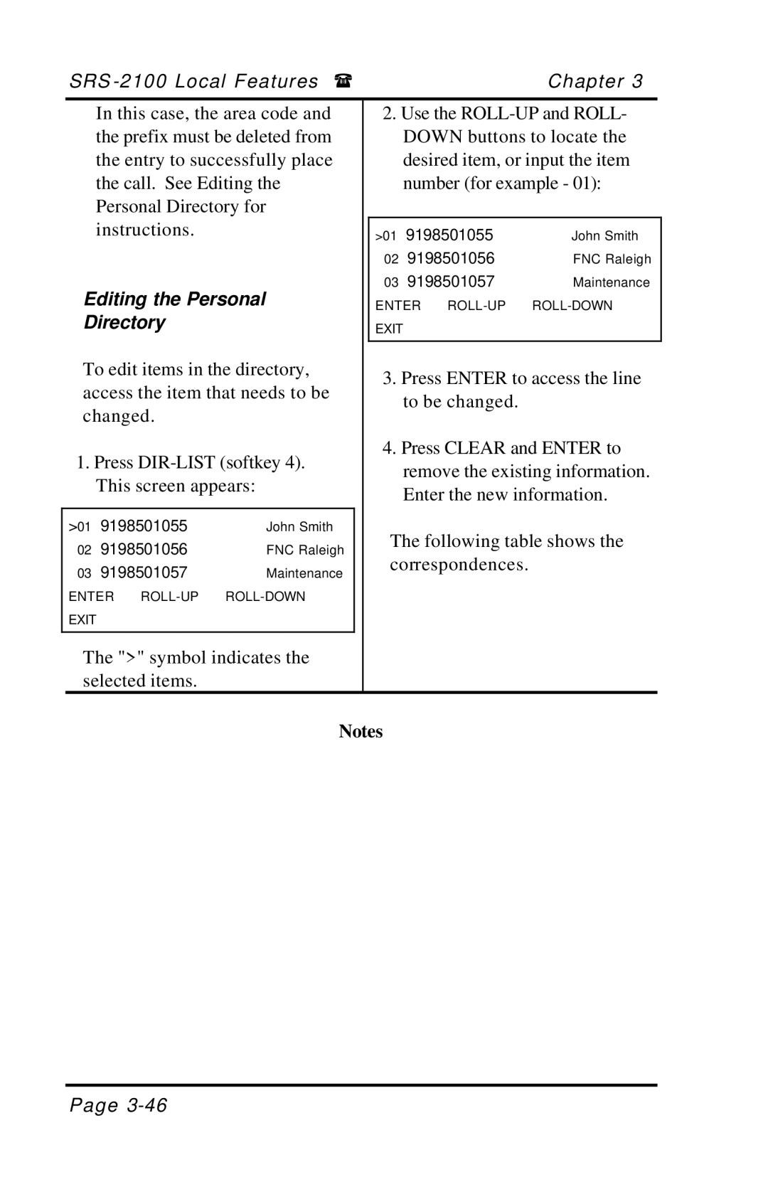 Fujitsu SRS-2100 manual Editing the Personal Directory 