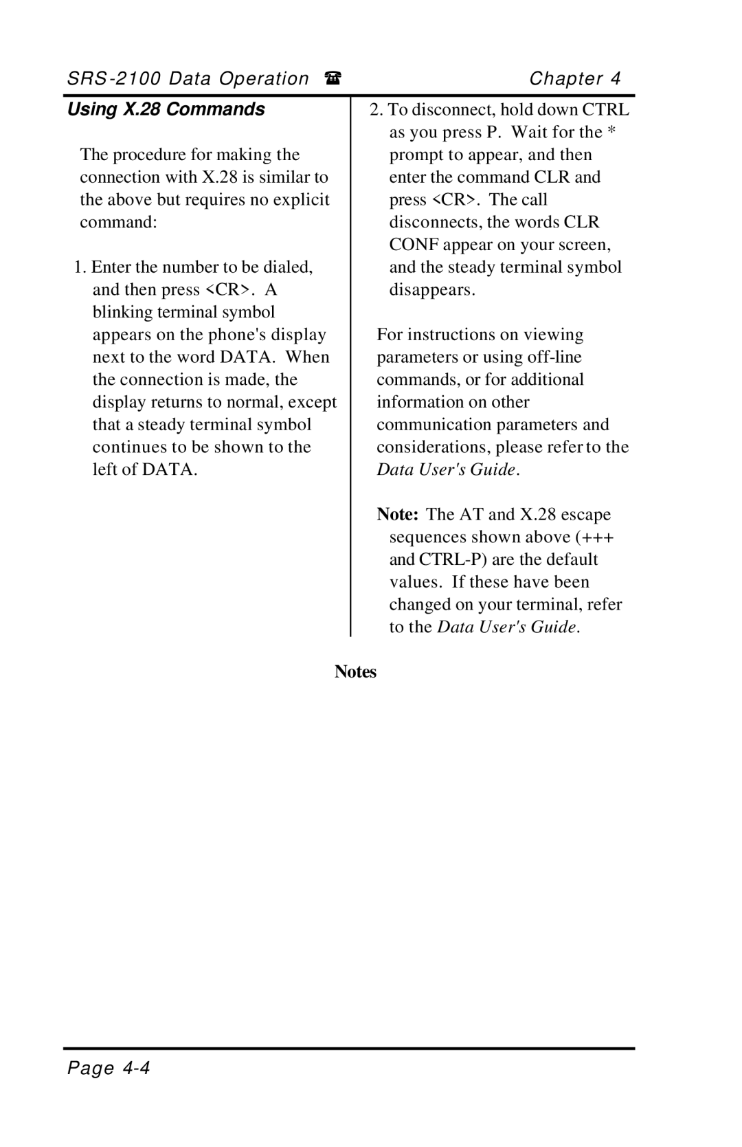 Fujitsu SRS-2100 manual Using X.28 Commands, Data Users Guide 