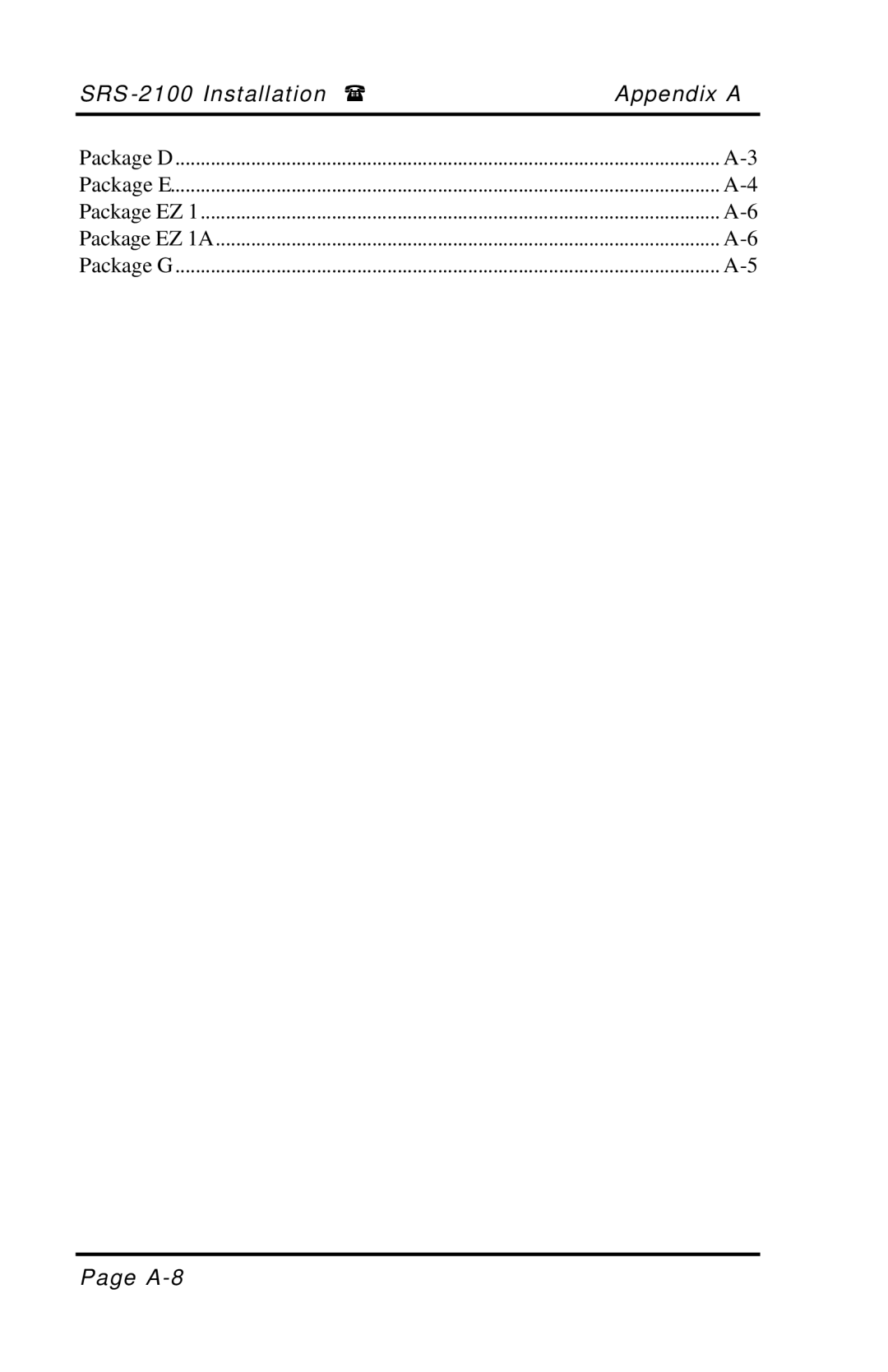 Fujitsu SRS-2100 manual SRS -2100 Installation Appendix a 