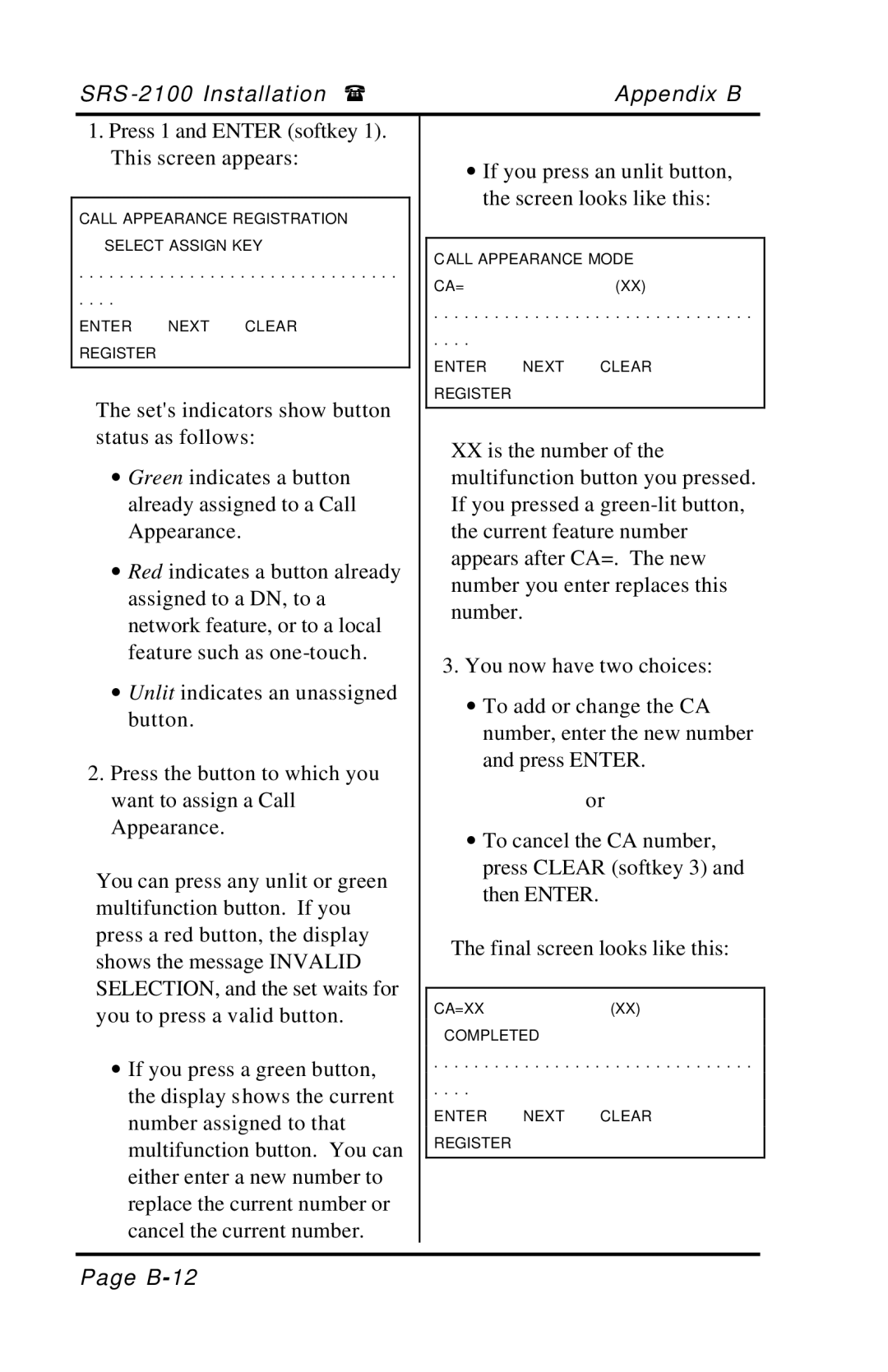 Fujitsu SRS-2100 manual B-12 