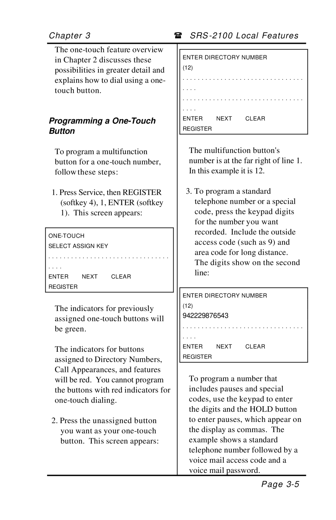 Fujitsu SRS-2100 manual Programming a One-Touch Button 