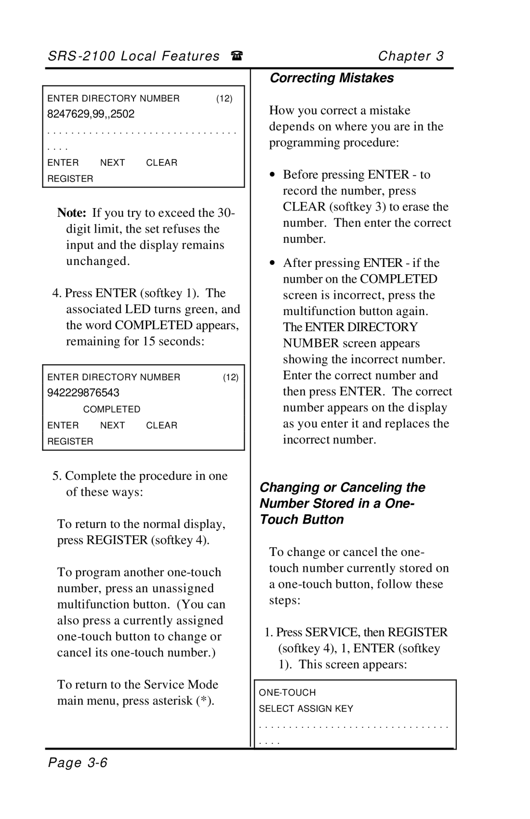 Fujitsu SRS-2100 manual Correcting Mistakes 