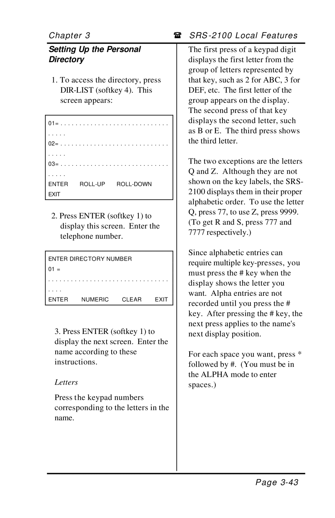 Fujitsu SRS-2100 manual Setting Up the Personal, Directory 