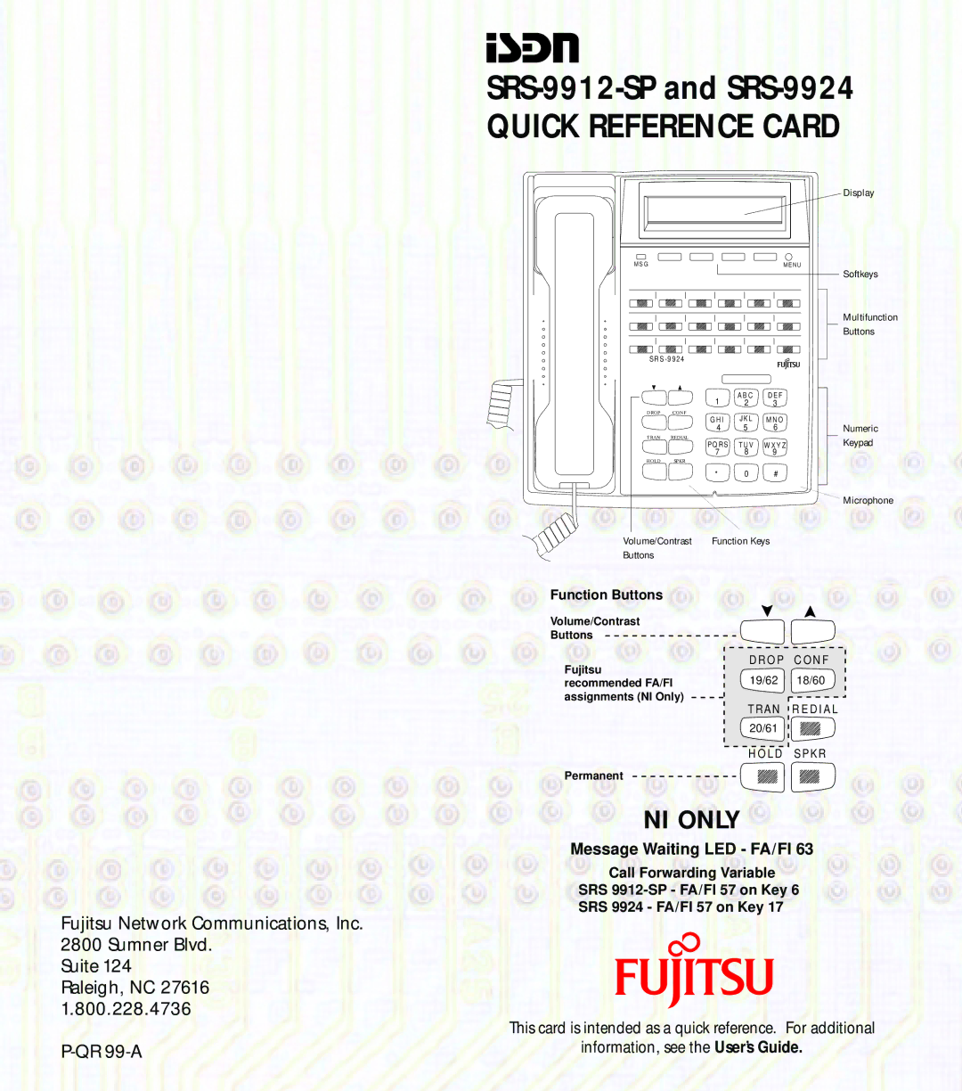 Fujitsu SRS-9924 manual NI only 