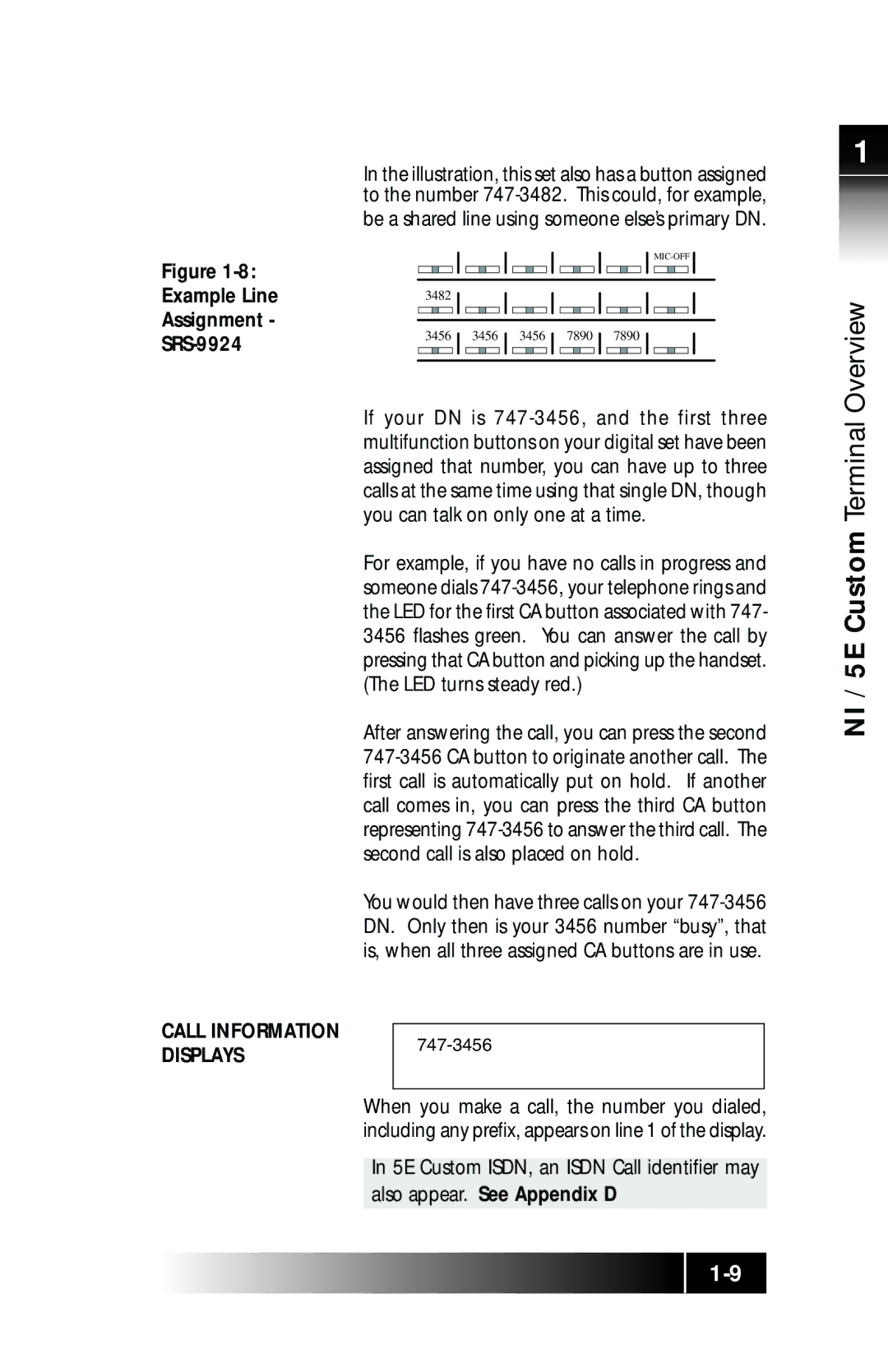 Fujitsu manual NI / 5E Custom Terminal, Example Line Assignment SRS-9924 