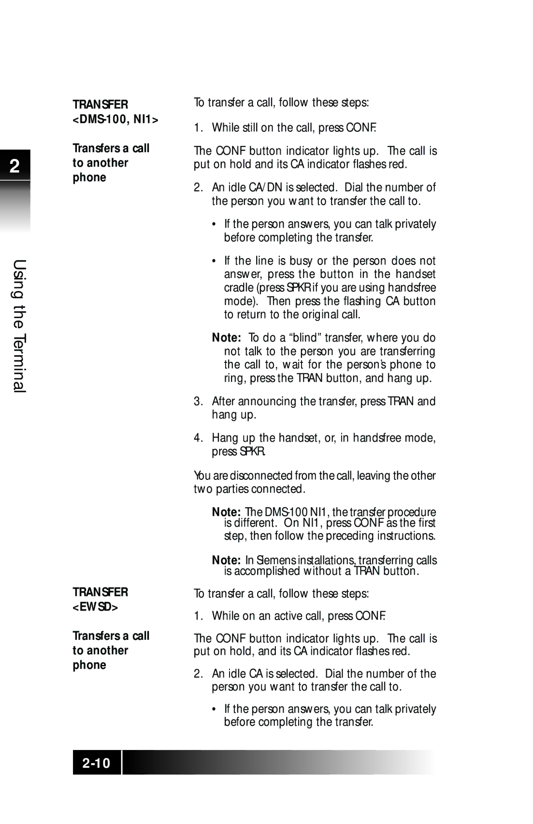 Fujitsu SRS-9924 manual Transfer DMS-100, NI1 