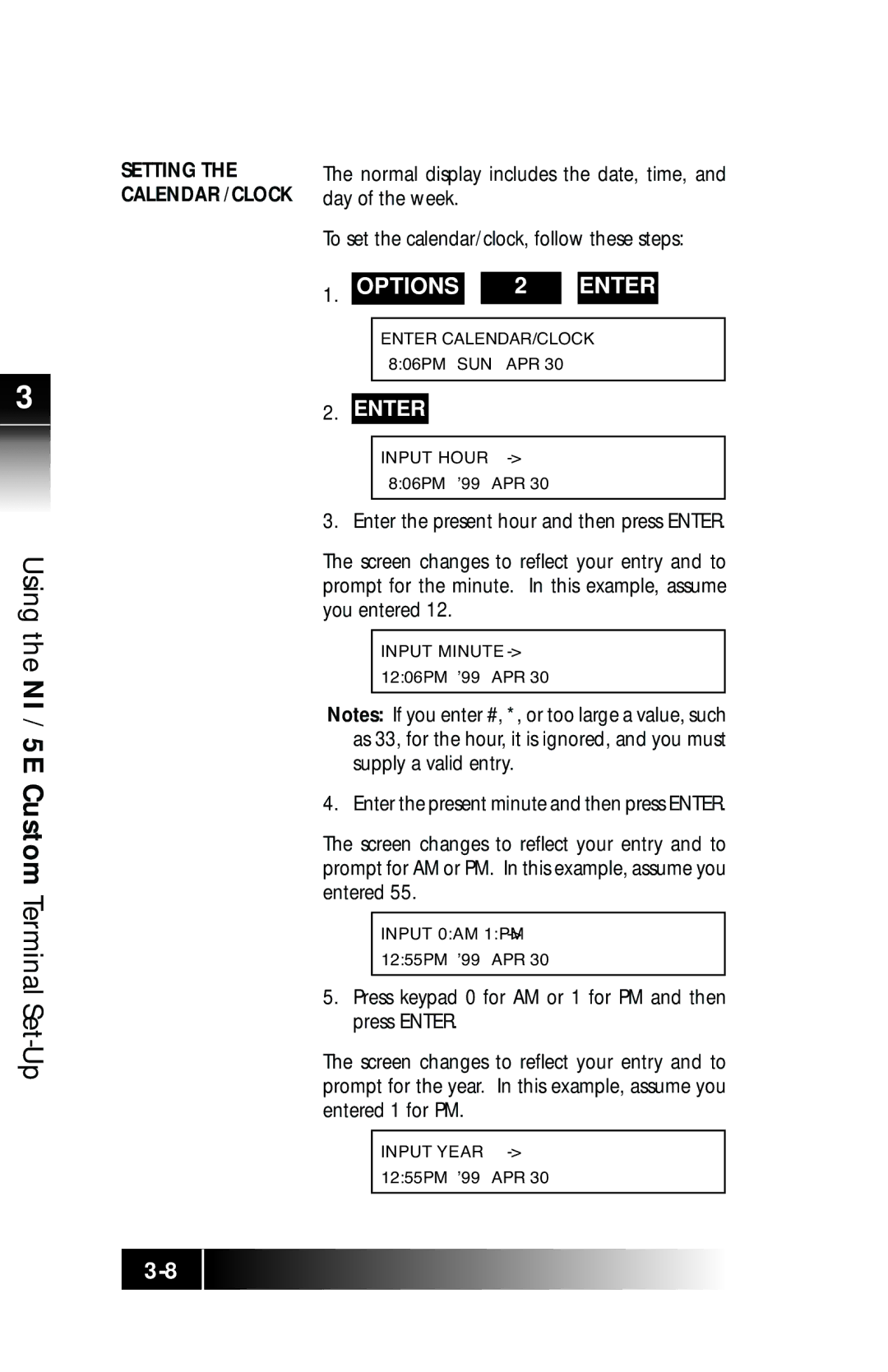 Fujitsu SRS-9924 manual Setting the Calendar /CLOCK 