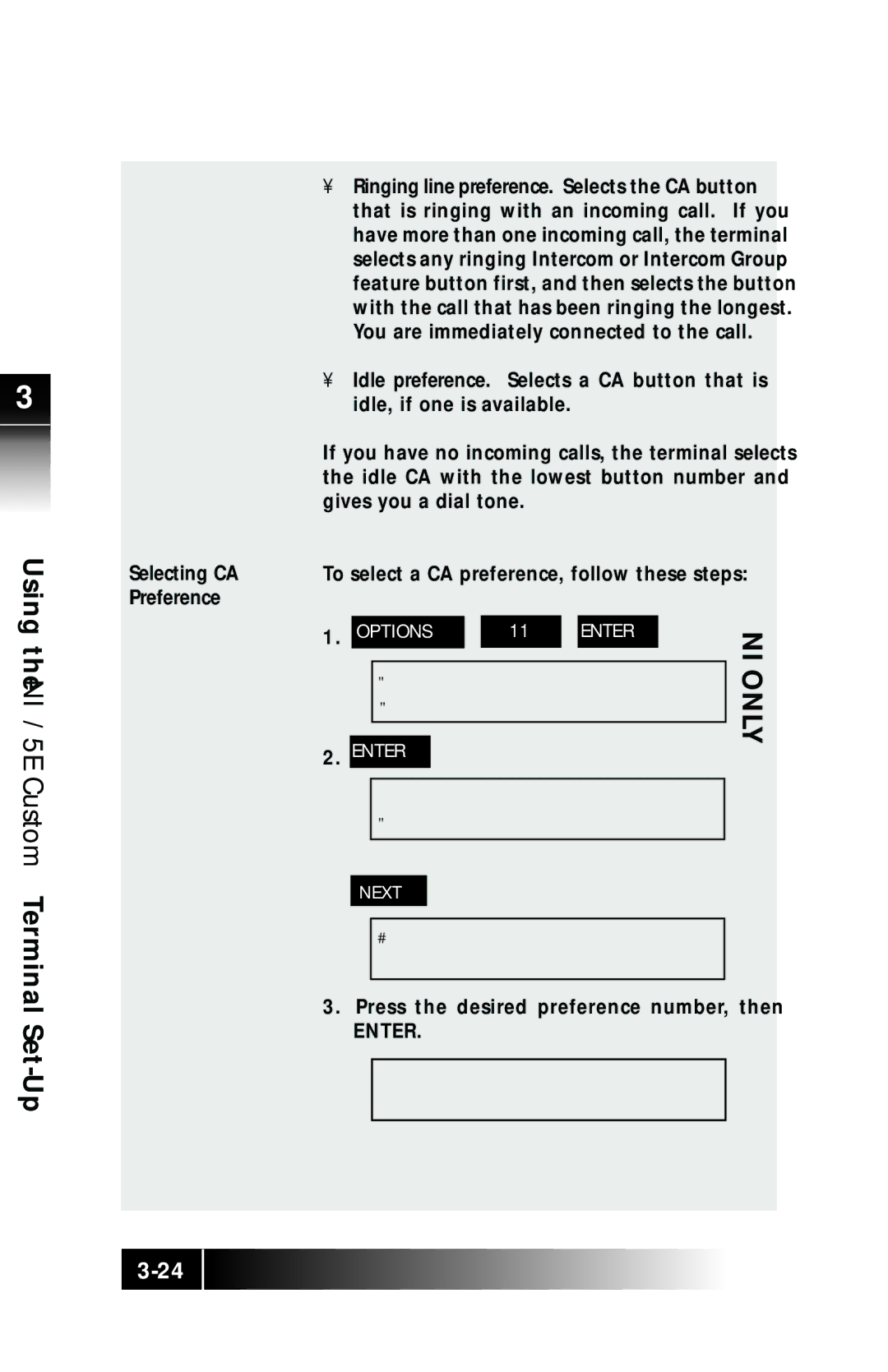 Fujitsu SRS-9924 manual Selecting CA Preference, Press the desired preference number, then 