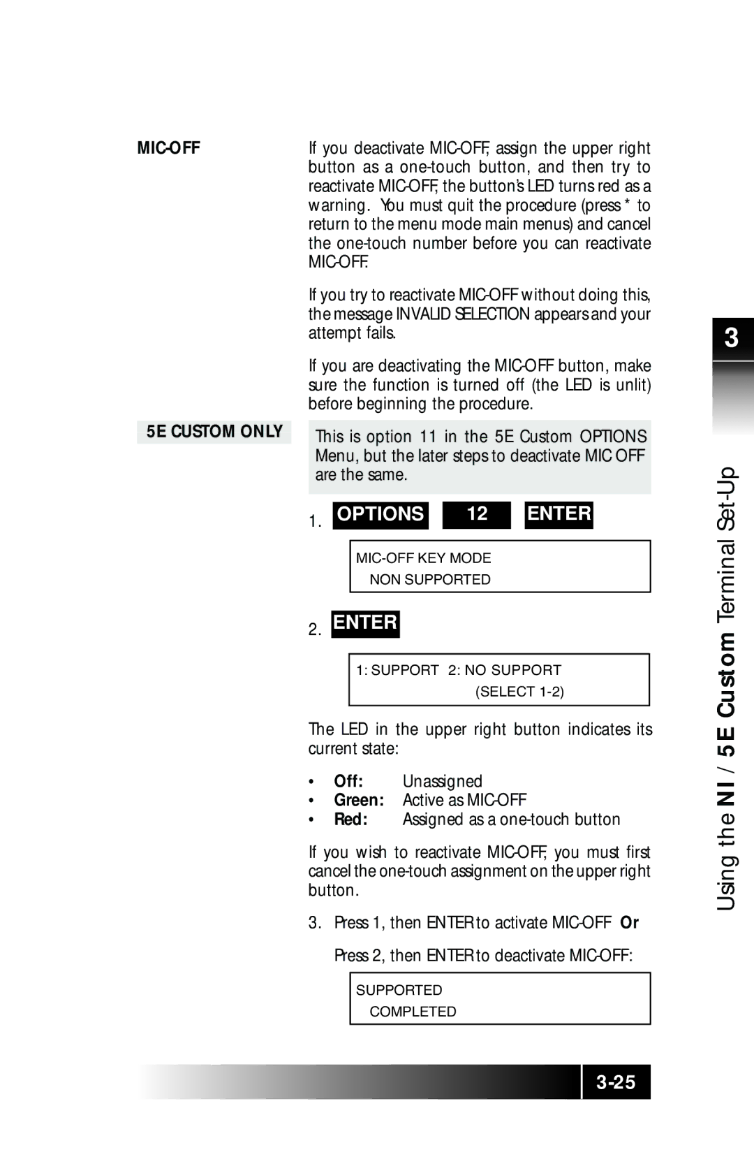 Fujitsu SRS-9924 manual MIC-OFF 5E Custom only 