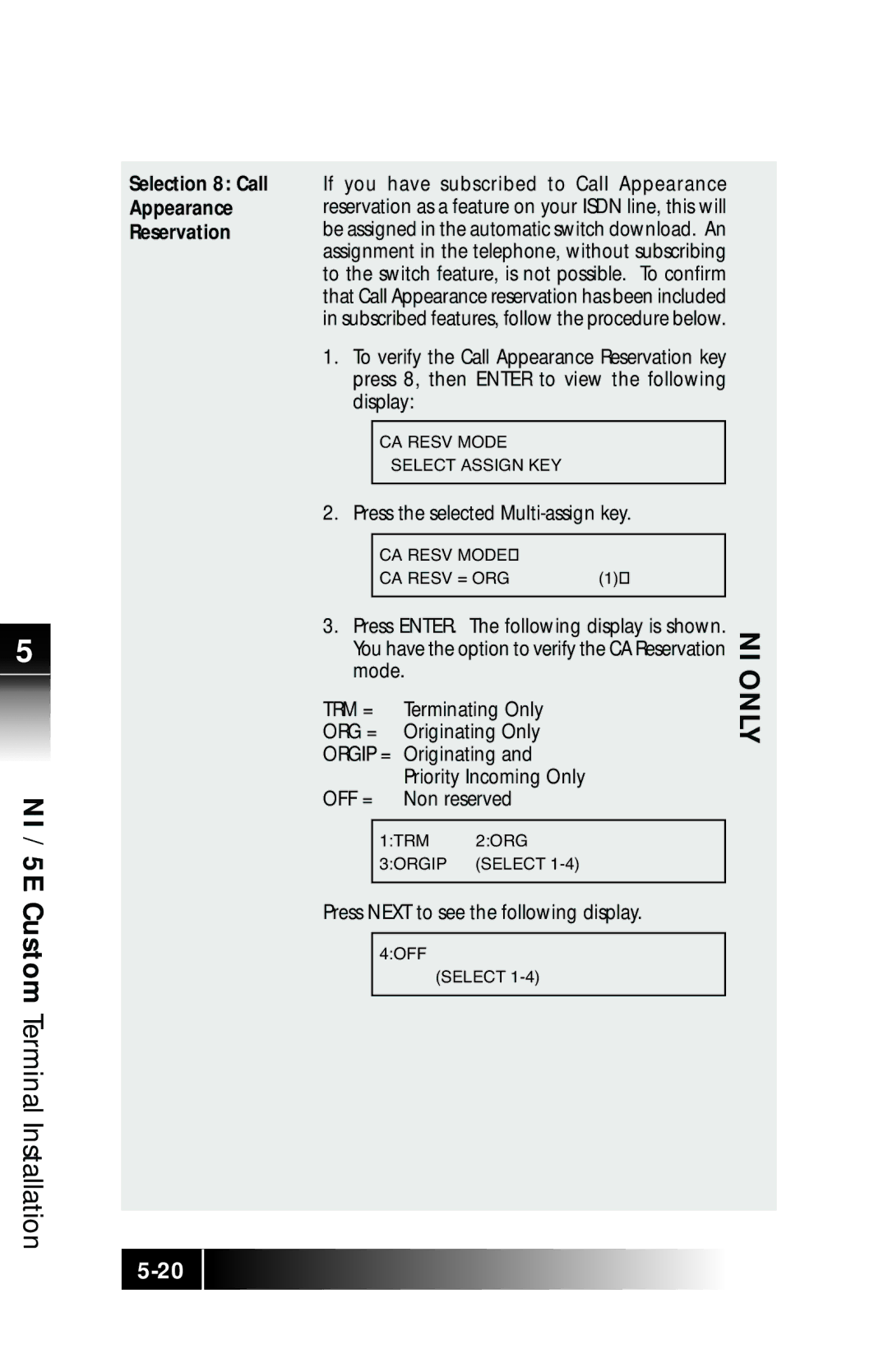 Fujitsu SRS-9924 manual Trm =, Org =, Orgip =, Off = 