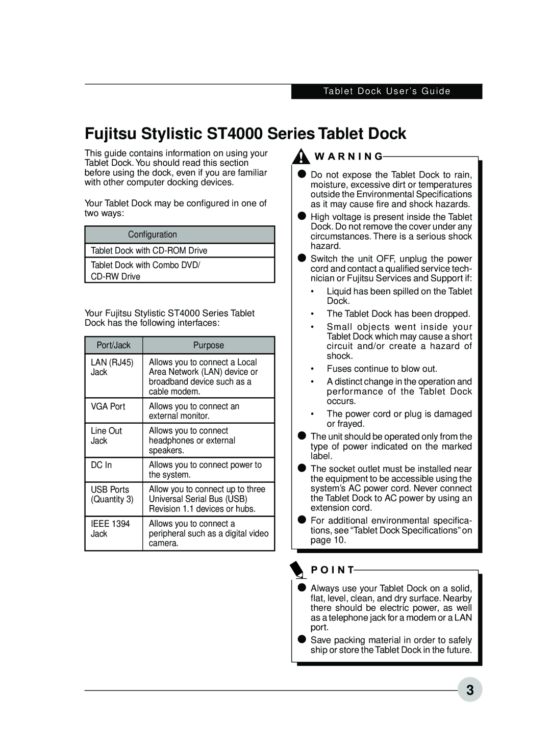 Fujitsu manual Fujitsu Stylistic ST4000 Series Tablet Dock 