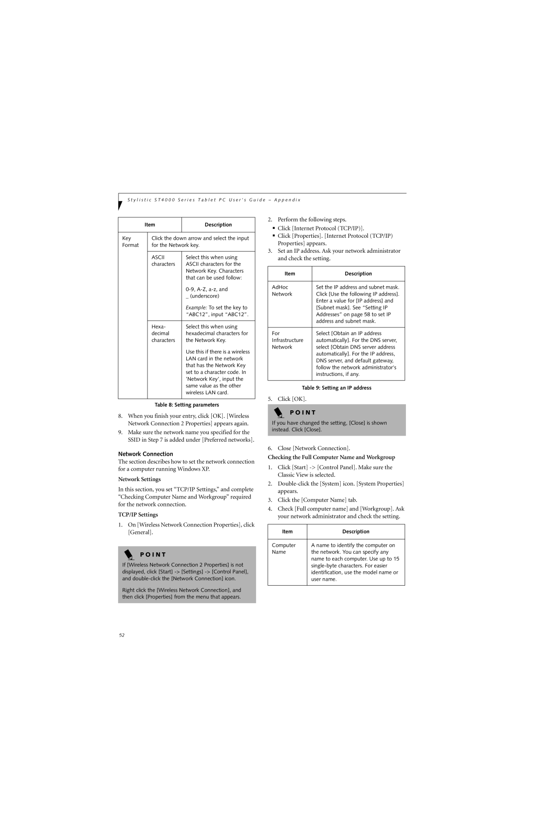 Fujitsu ST4000 warranty Network Settings, On Wireless Network Connection Properties, click General, Click OK 