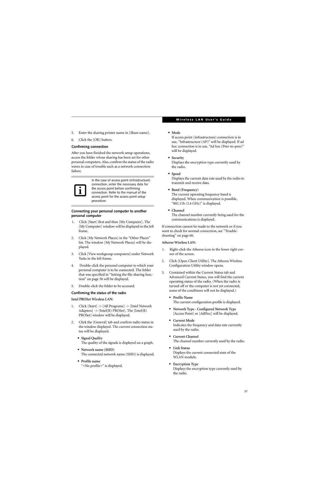 Fujitsu ST5000 warranty Confirming connection, Confirming the status of the radio 