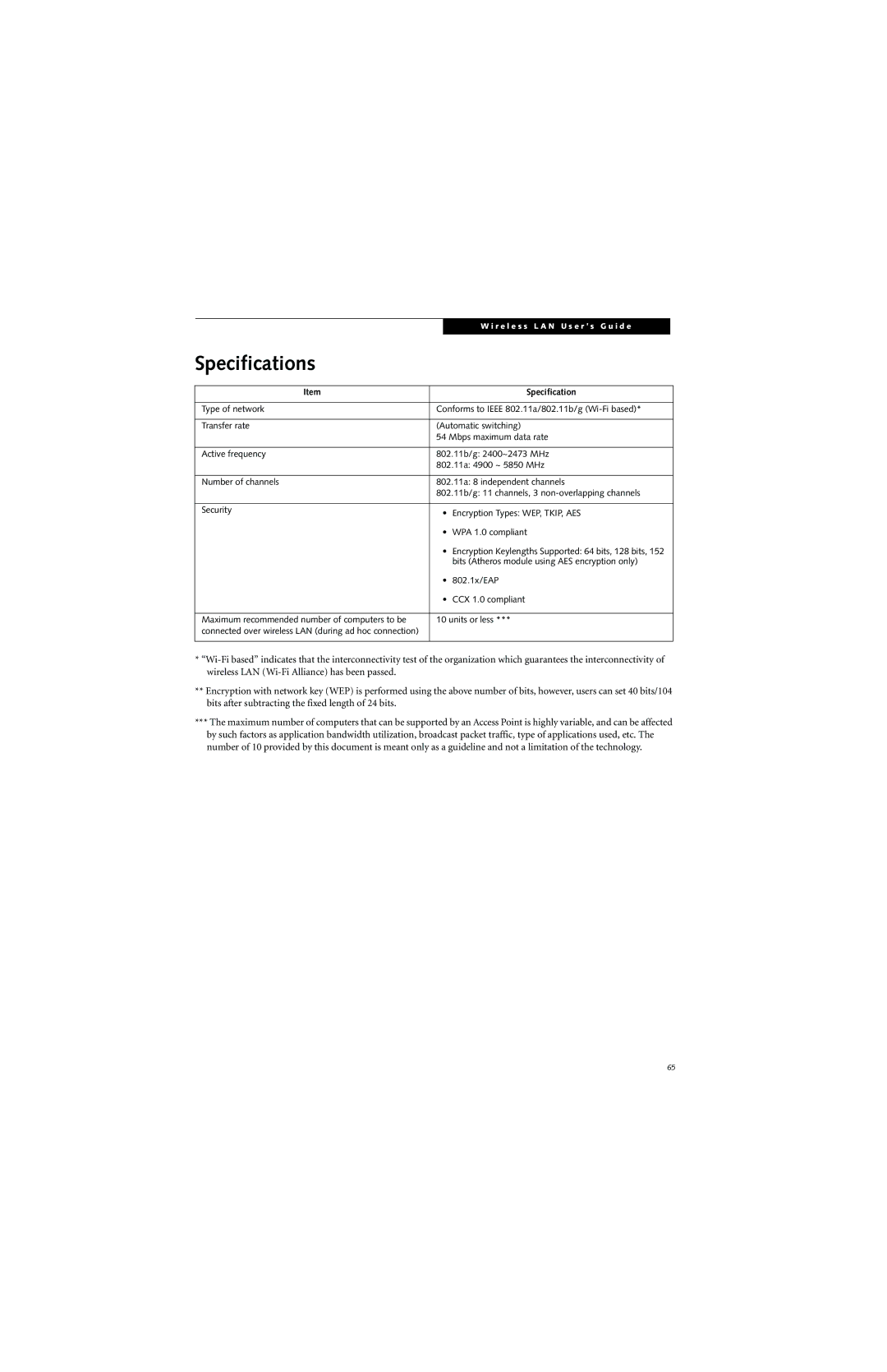 Fujitsu ST5000 warranty Specifications 