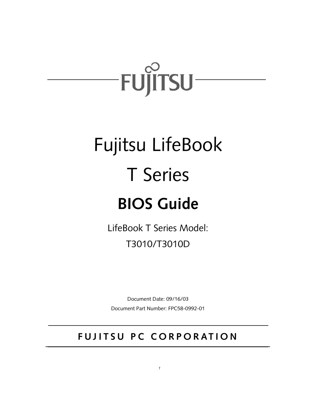 Fujitsu T3010D manual Fujitsu LifeBook Series 