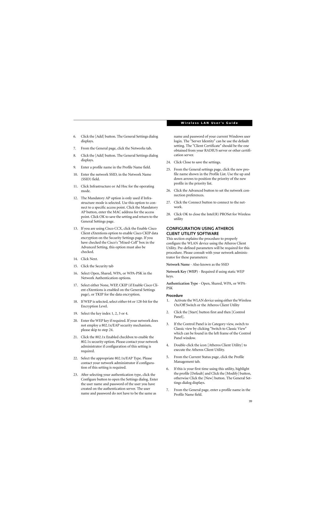 Fujitsu T4215, T4210 manual Configuration Using Atheros Client Utility Software 