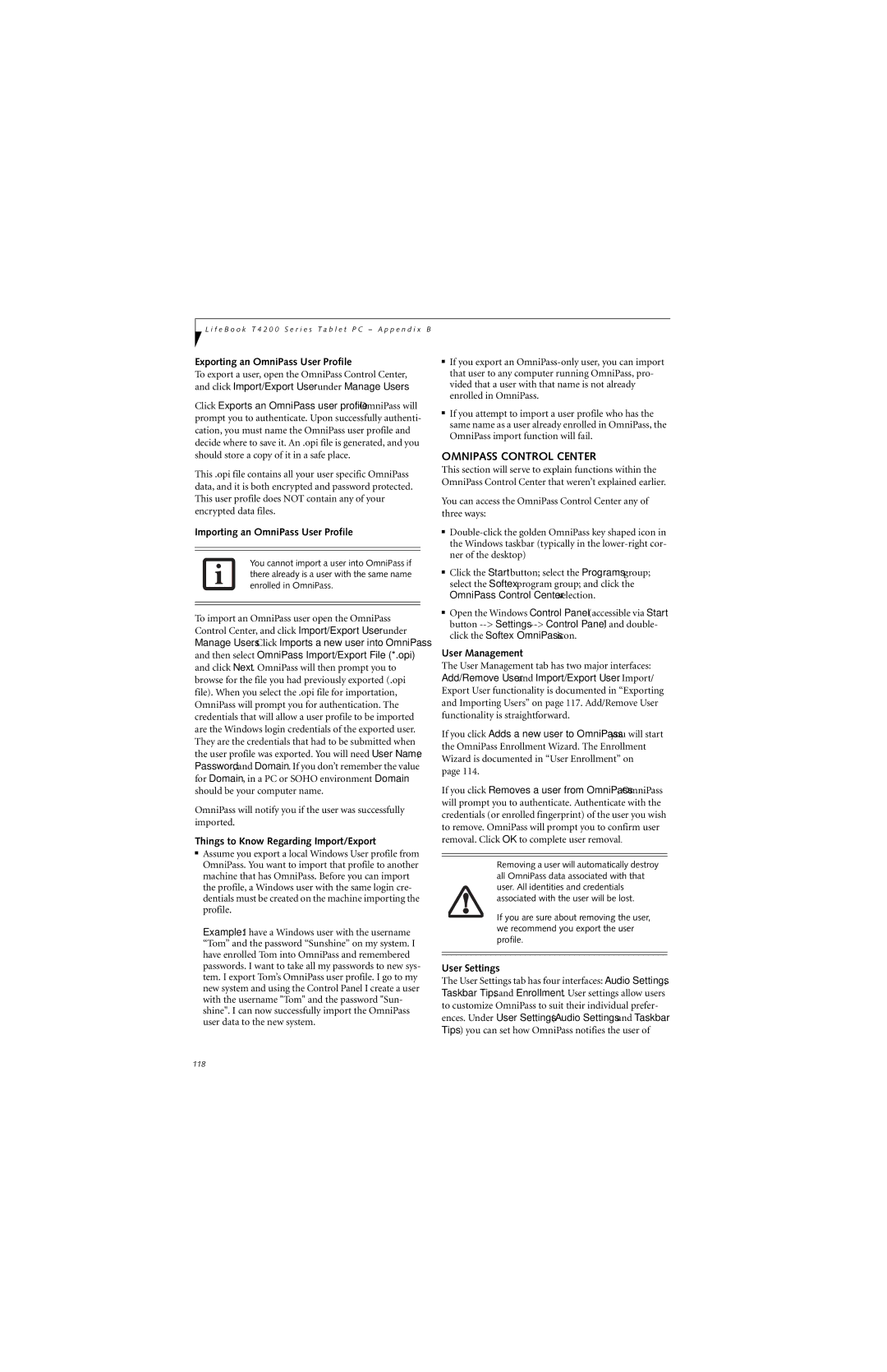 Fujitsu T4210, T4215 manual Omnipass Control Center 