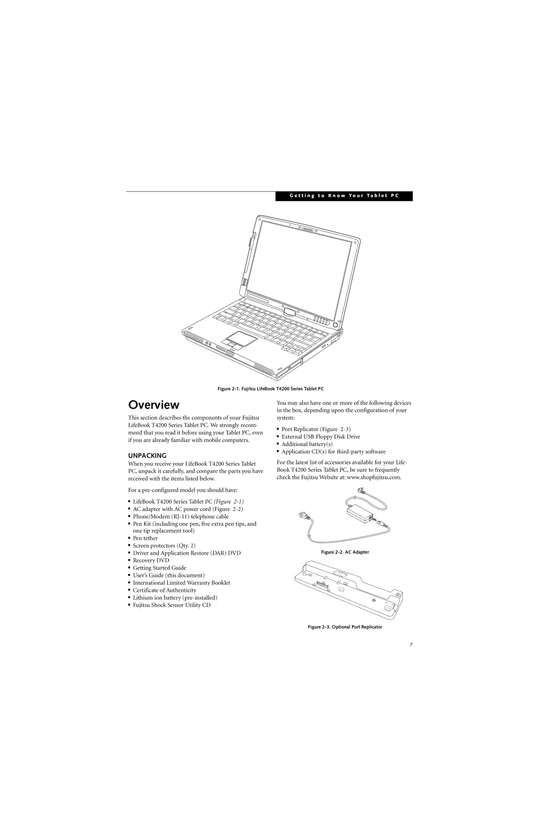 Fujitsu T4215, T4210 manual Overview, Unpacking 