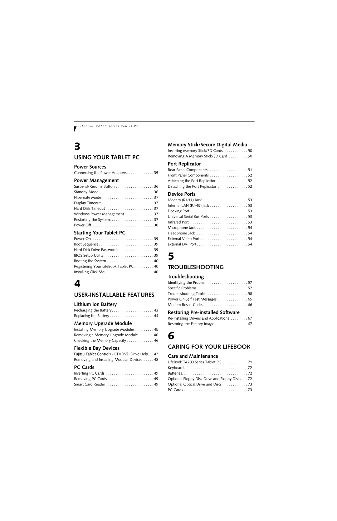 Fujitsu T4210, T4215 manual Using Your Tablet PC 