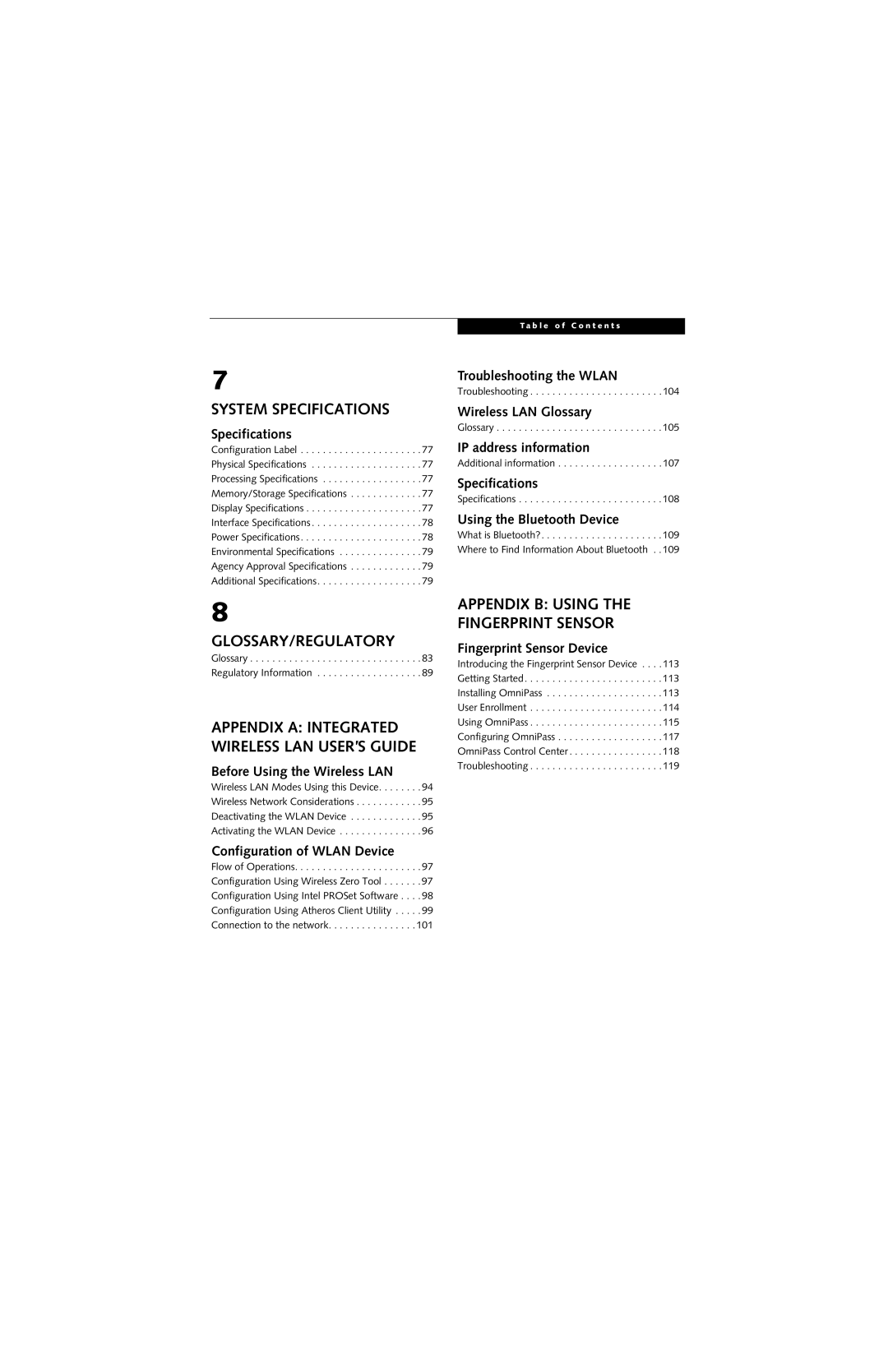 Fujitsu T4215, T4210 manual System Specifications 