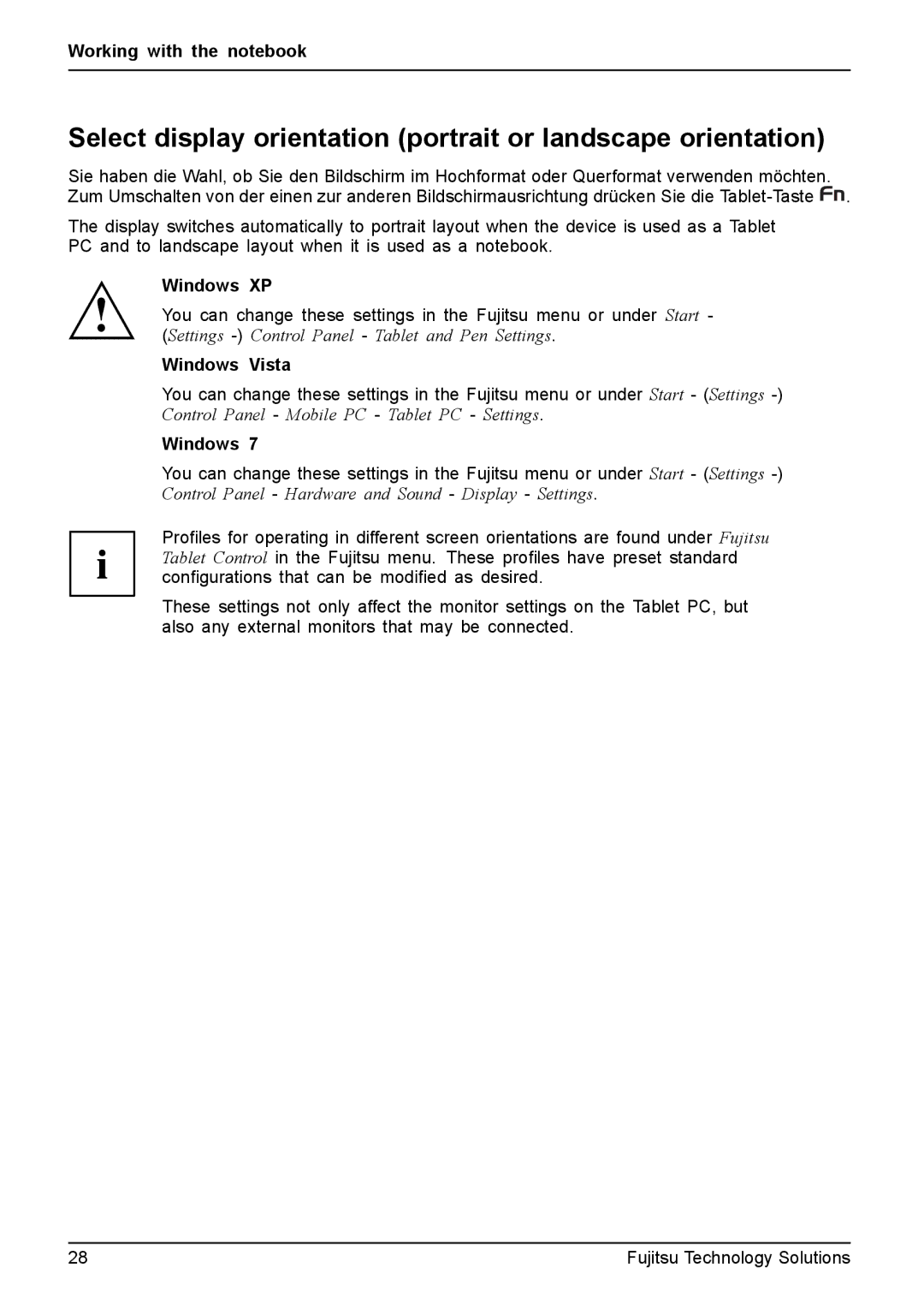 Fujitsu T4410, T4310 manual Windows XP, Windows Vista 