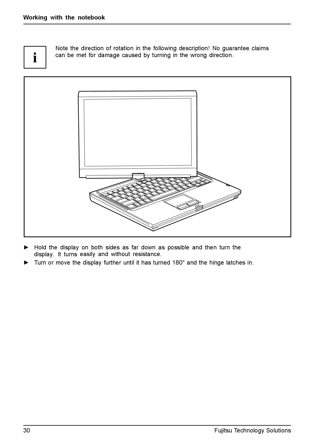 Fujitsu T4410, T4310 manual Working with the notebook 