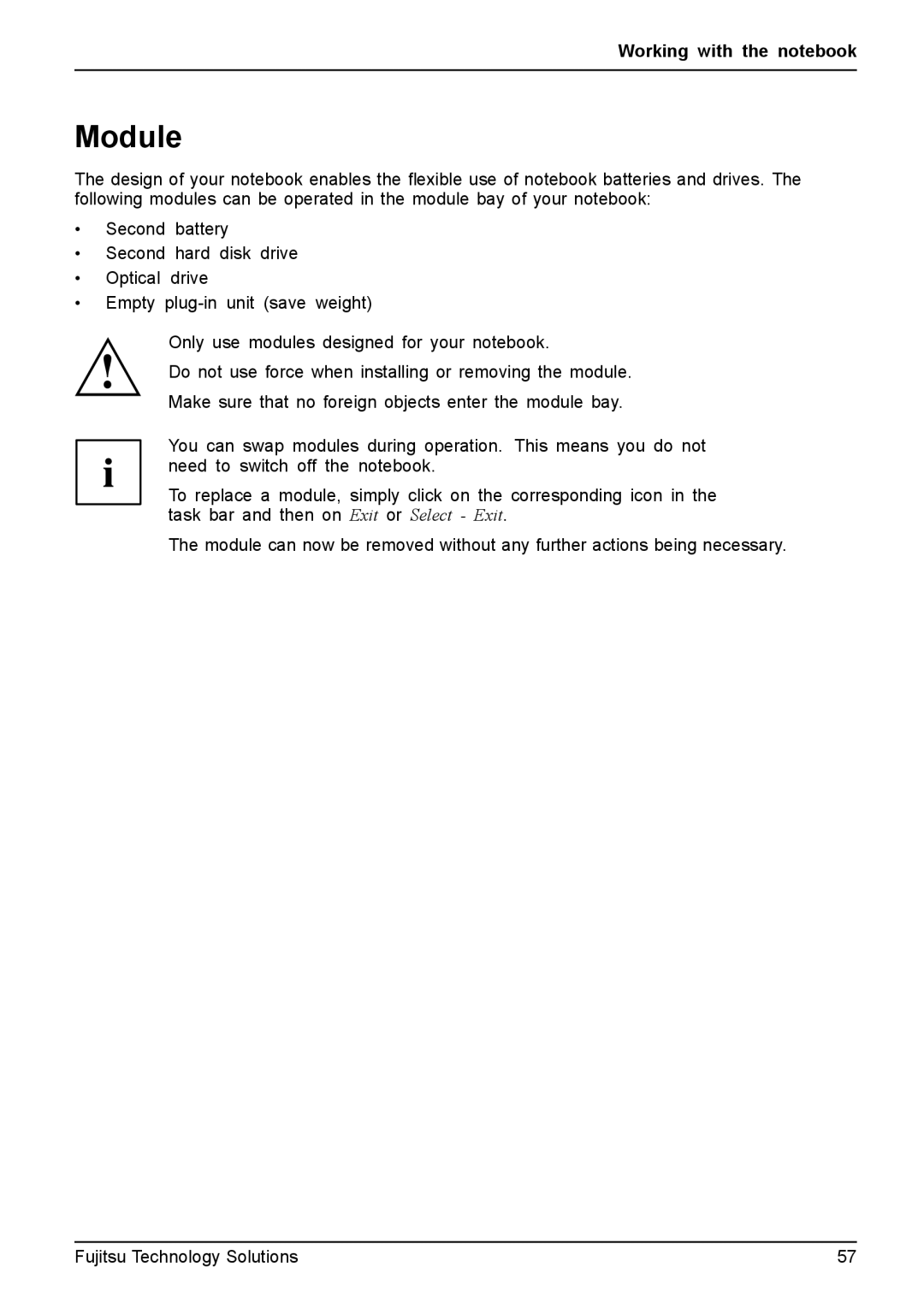 Fujitsu T4310, T4410 manual Module 