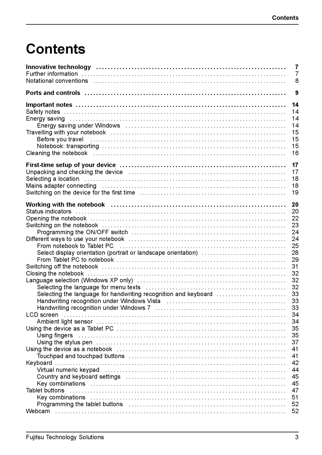 Fujitsu T4310, T4410 manual Contents 