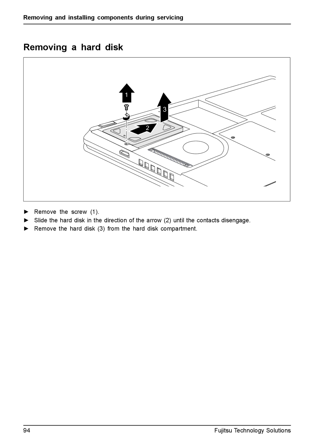 Fujitsu T4410, T4310 manual Removing a hard disk 