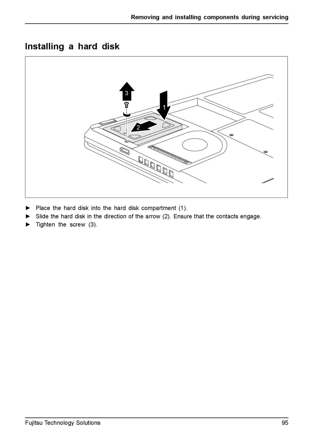 Fujitsu T4310, T4410 manual Installing a hard disk 