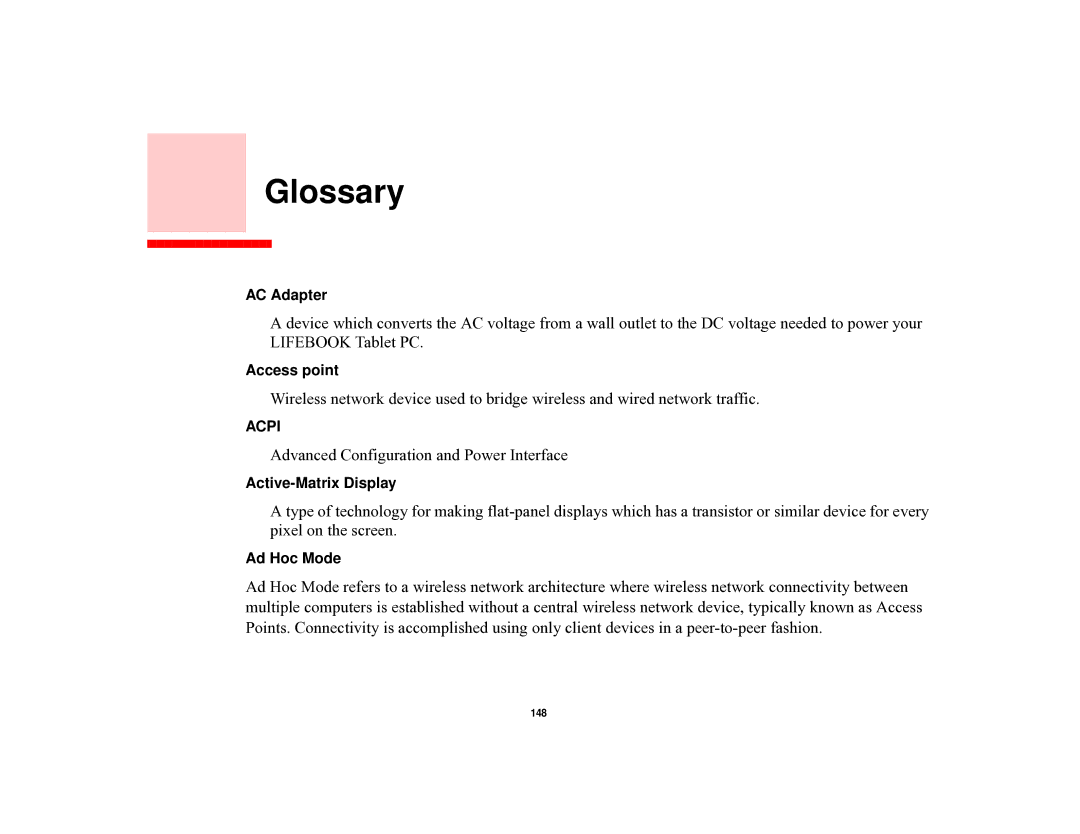 Fujitsu T731 manual Glossary 