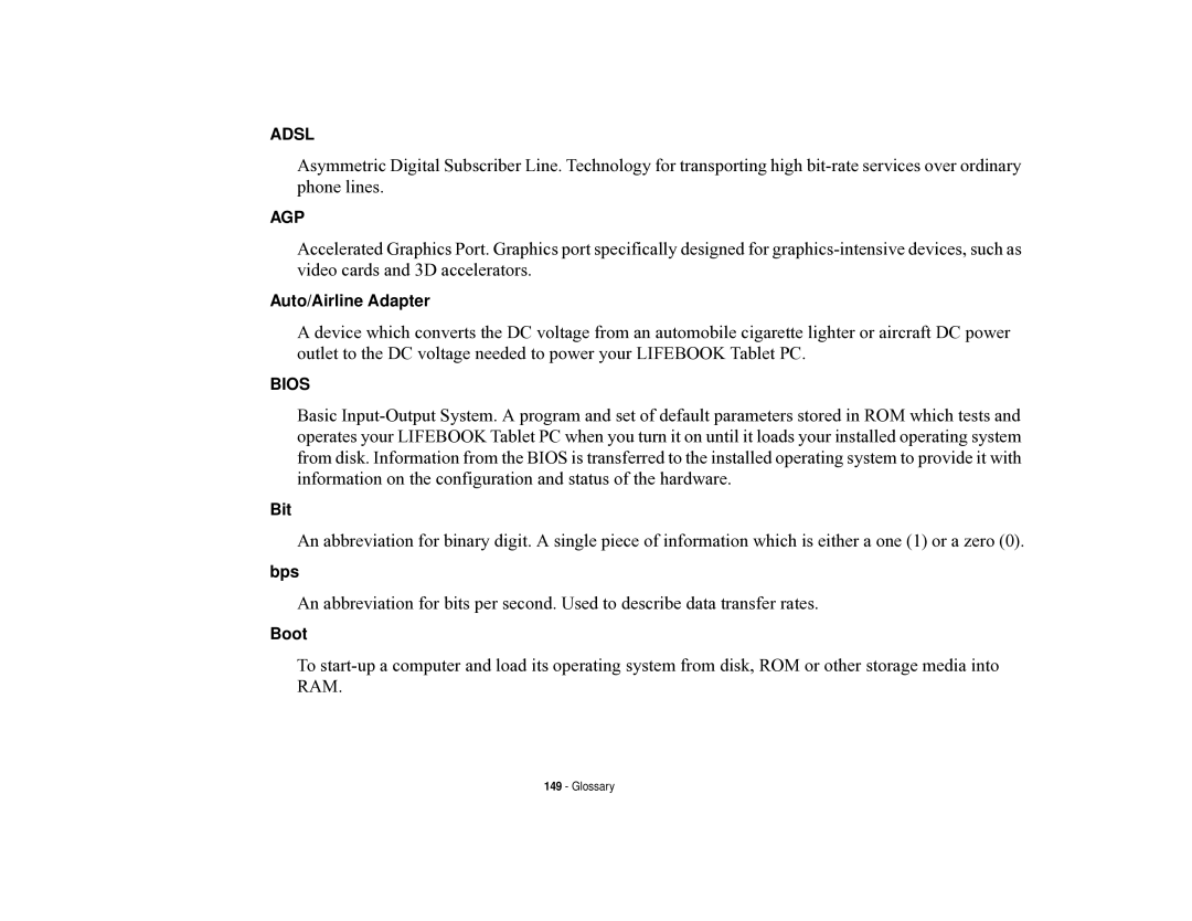 Fujitsu T731 manual Adsl 