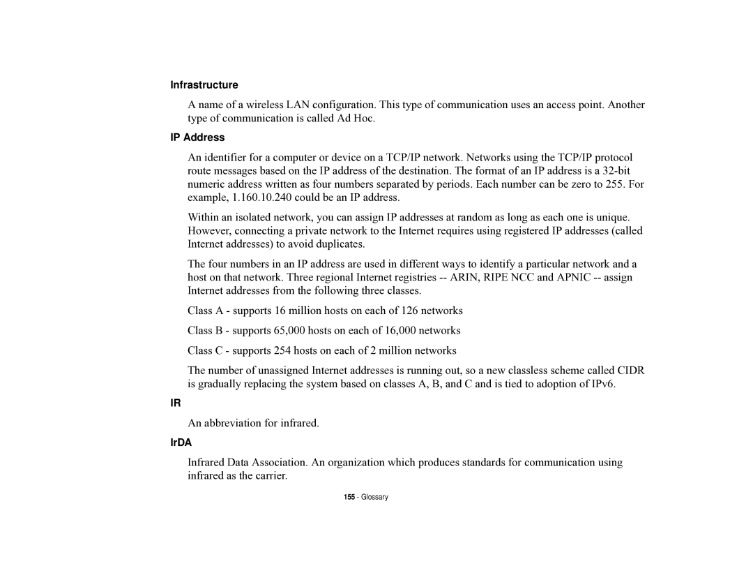 Fujitsu T731 manual Infrastructure 