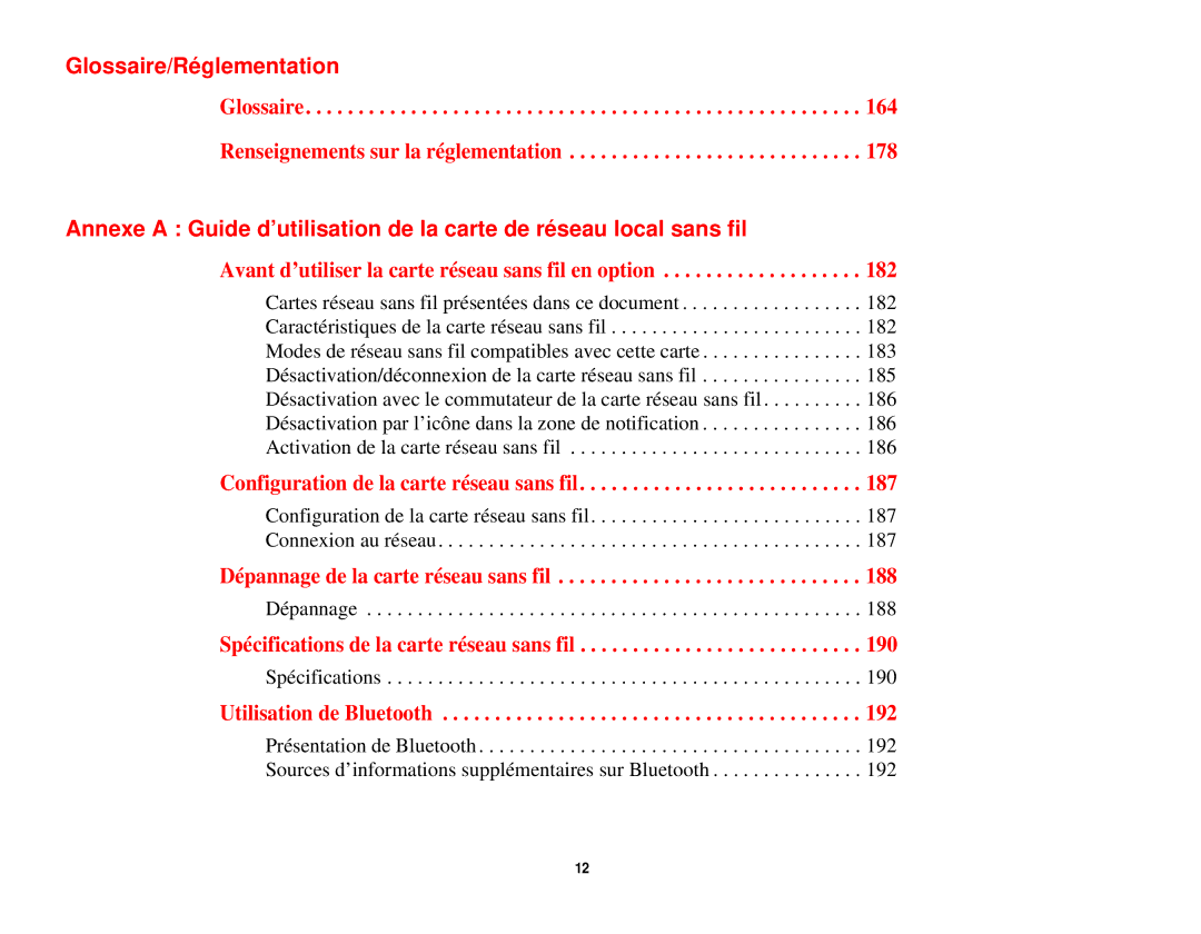 Fujitsu T731 manual Glossaire/Réglementation, Avant d’utiliser la carte réseau sans fil en option 