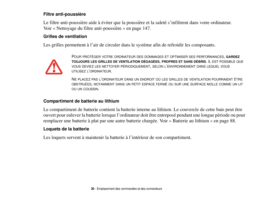 Fujitsu T731 manual Filtre anti-poussière 