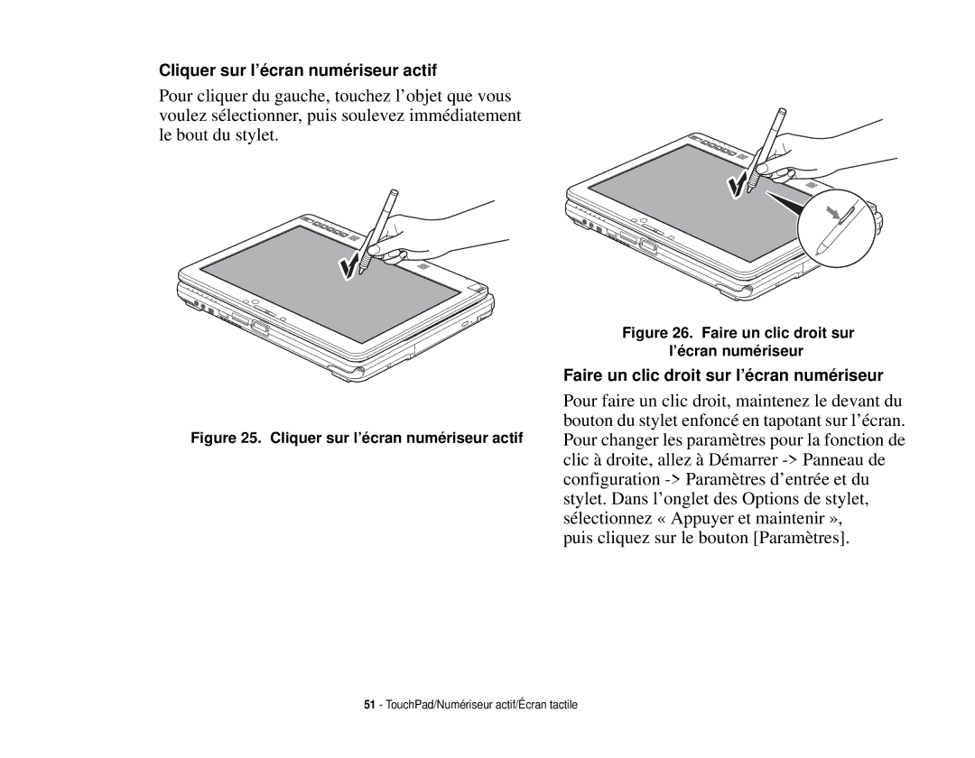 Fujitsu T731 manual Cliquer sur l’écran numériseur actif 