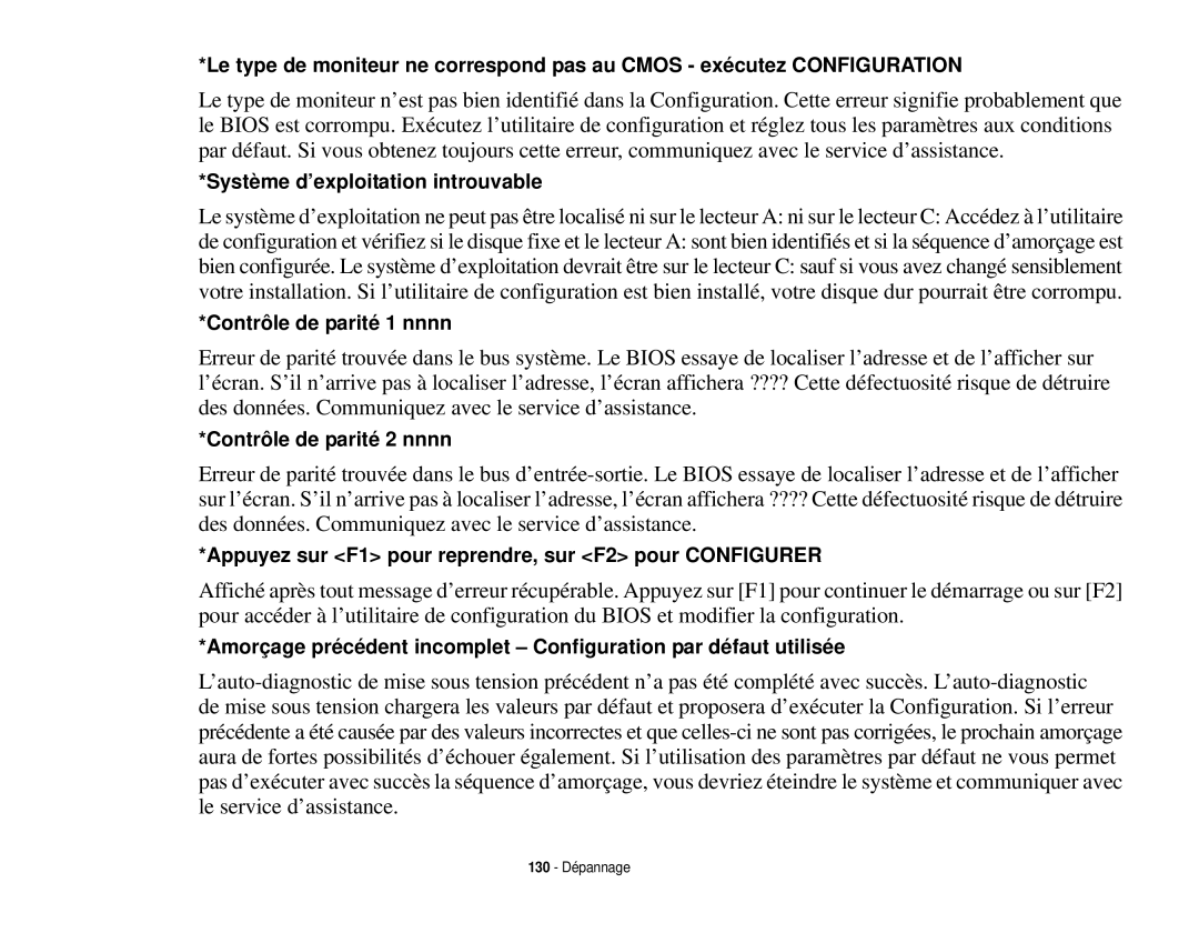 Fujitsu T731 manual Système d’exploitation introuvable 