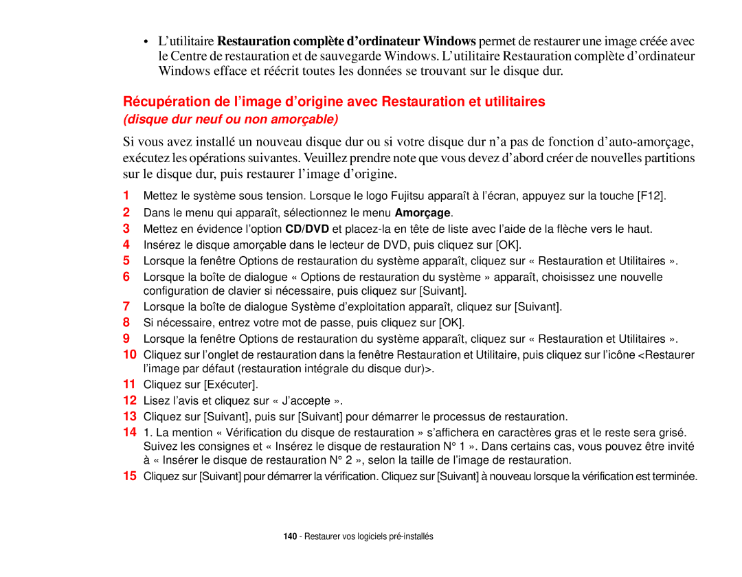 Fujitsu T731 manual Disque dur neuf ou non amorçable 