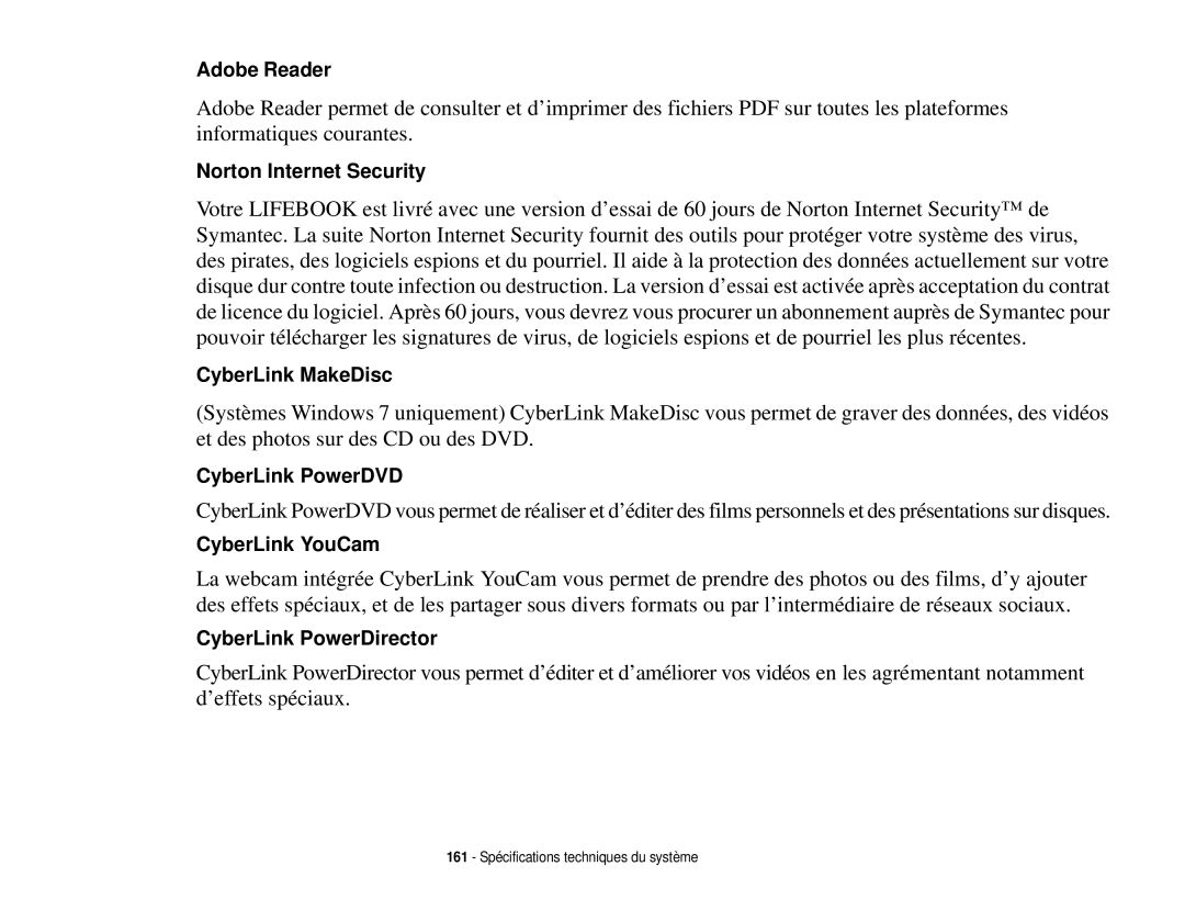 Fujitsu T731 manual Adobe Reader Norton Internet Security 