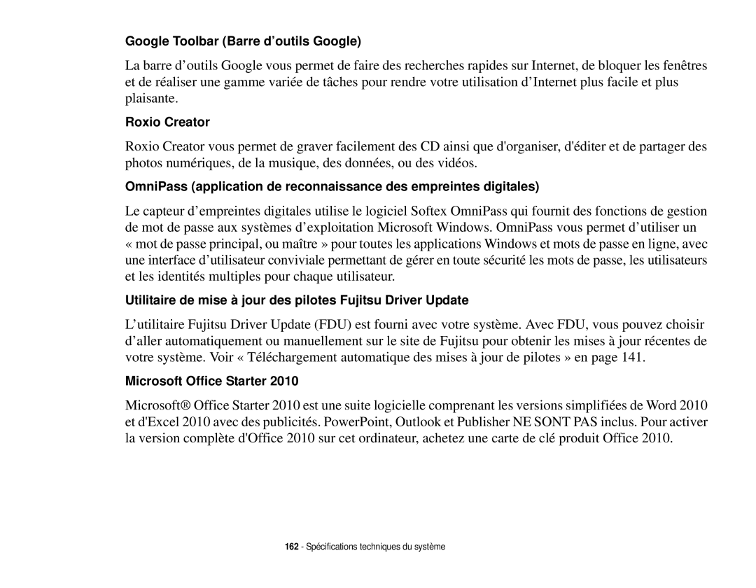 Fujitsu T731 manual Google Toolbar Barre d’outils Google 