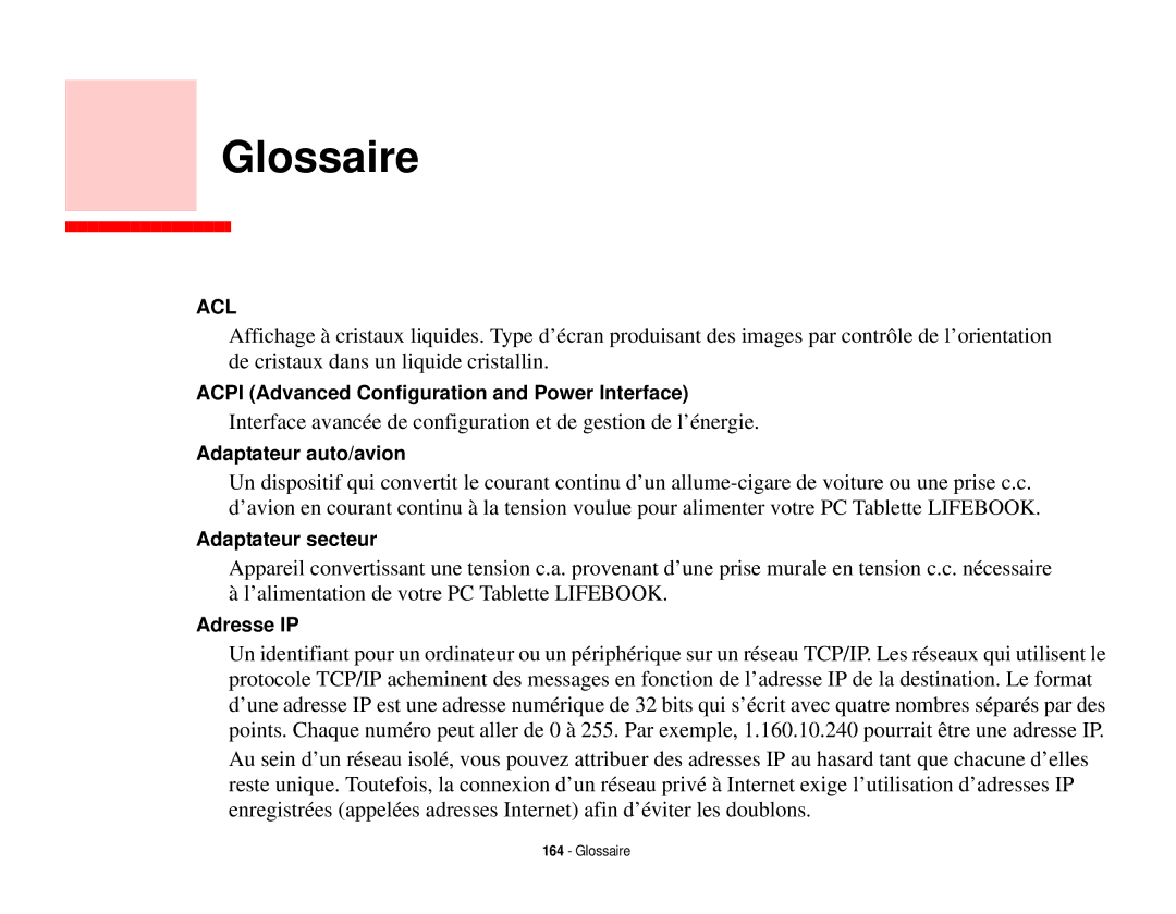 Fujitsu T731 manual Glossaire 