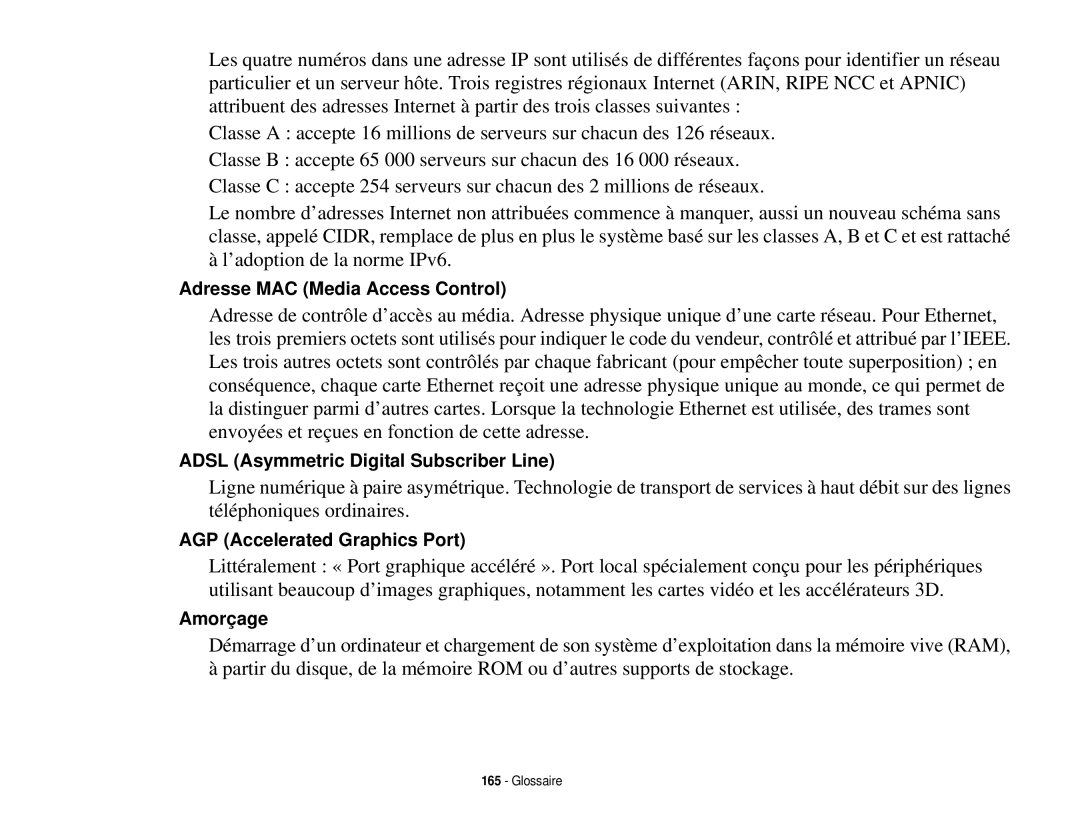 Fujitsu T731 manual Adresse MAC Media Access Control 