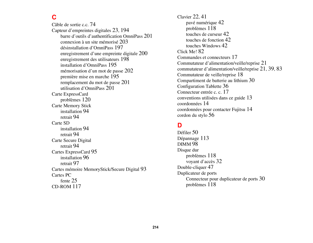 Fujitsu T731 manual 214 