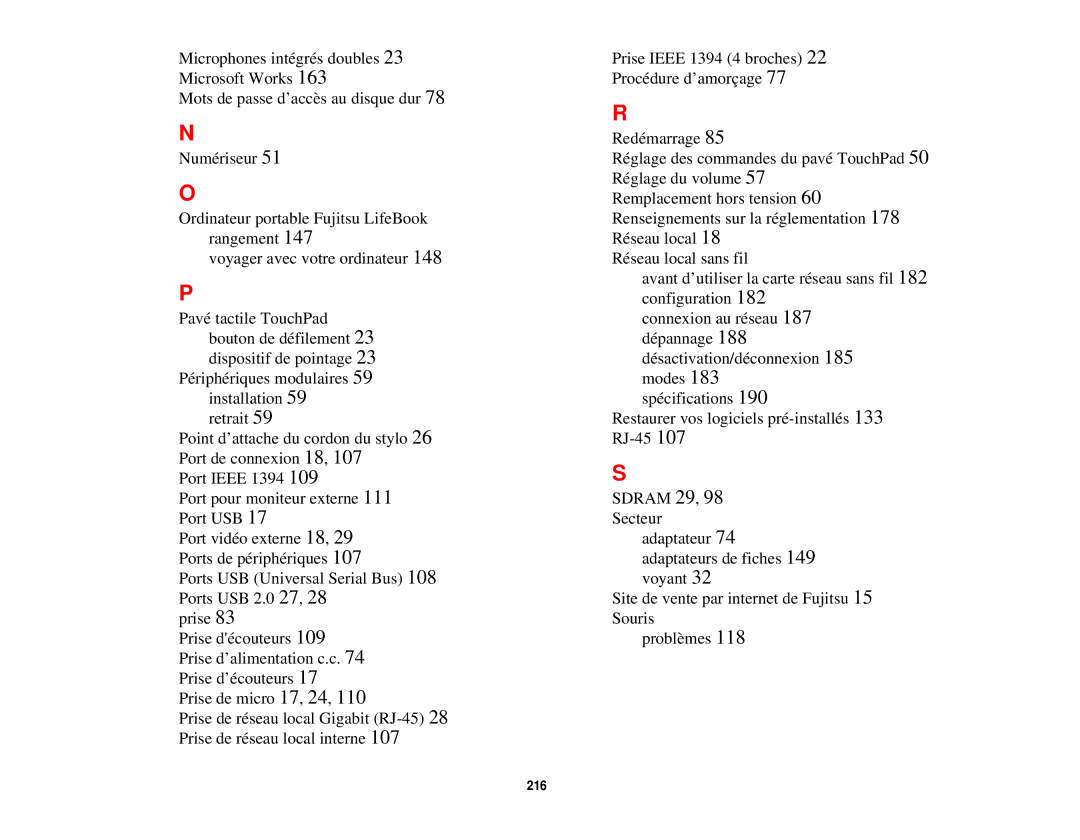 Fujitsu T731 manual 216 