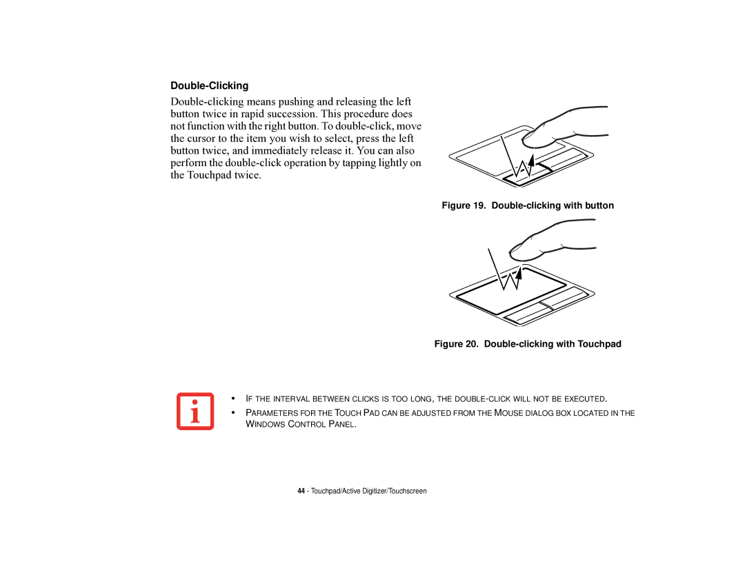 Fujitsu T731 manual Double-Clicking 